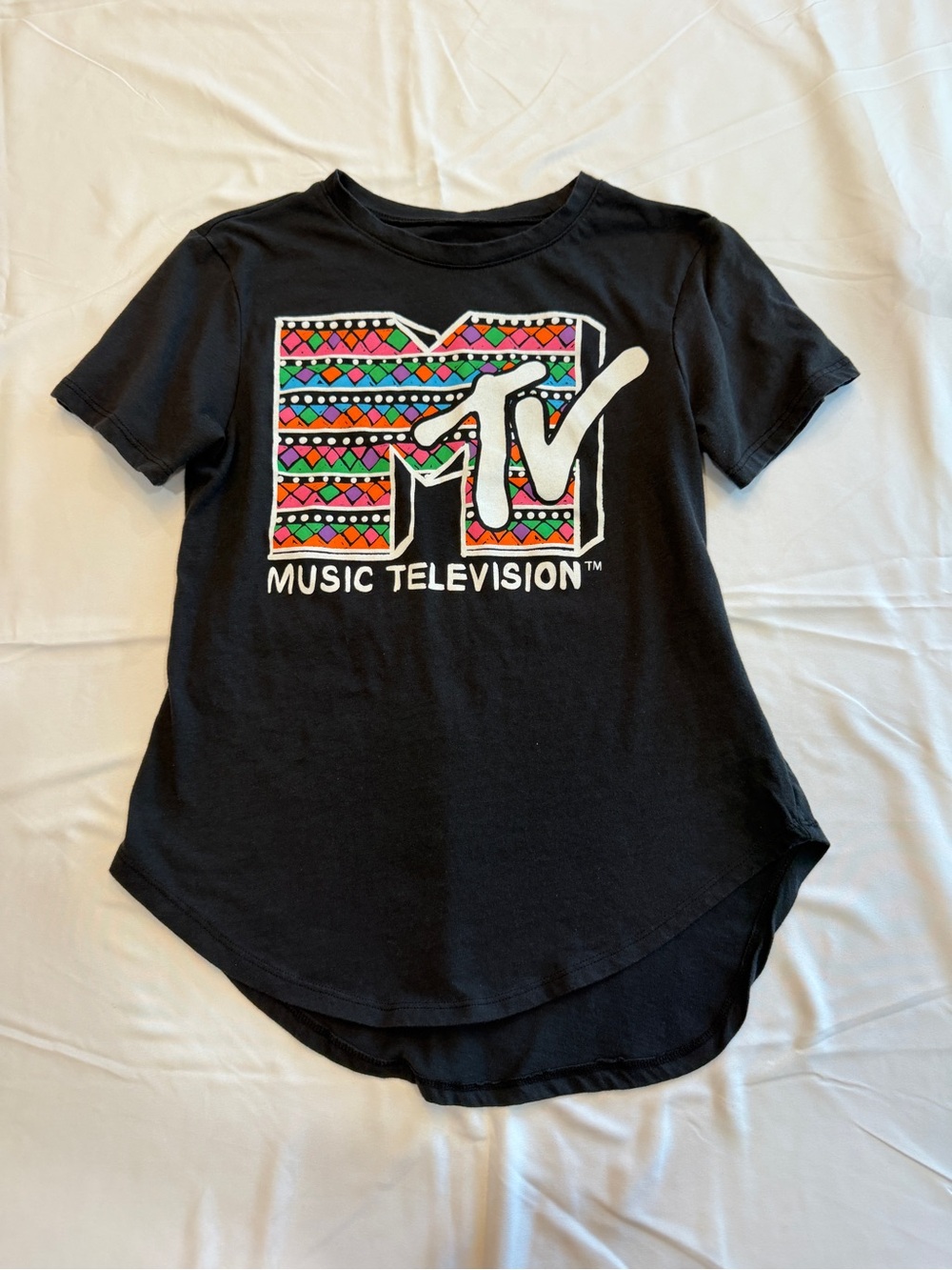 MTV Black Tee with Multicolor Aztec Logo